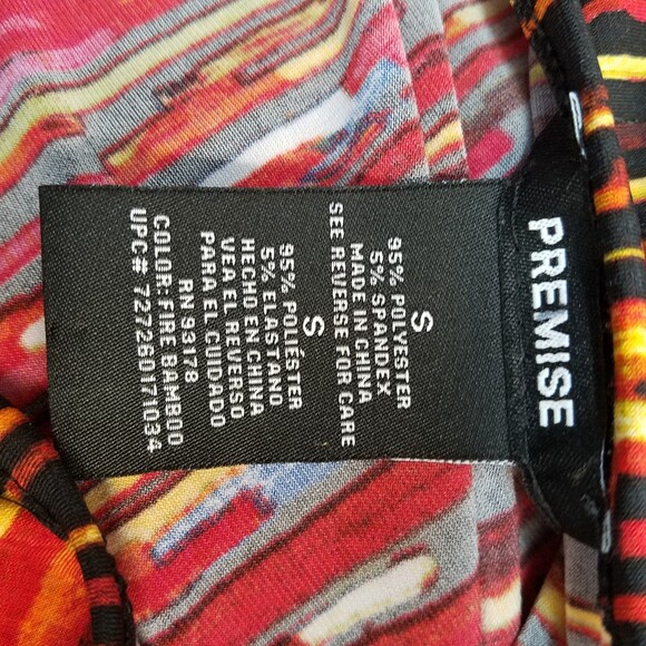 Premise Womens Sz S Multicolor Geometric Cap Sleeve Blouse - Picture 2 of 10